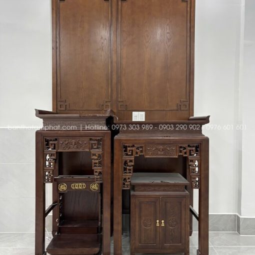 Đồng bộ màu sắc hài hòa tạo nên tổng thể phòng thờ BT-1828 trang trọng, ấm cúng.