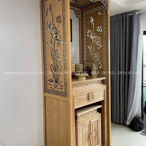 Nhận đặt đóng các mẫu phòng thờ hiện đại gỗ sồi sáng trên toàn quốc.