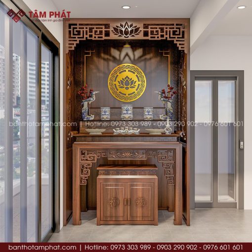 Phòng thờ chung cư triện sen đẹp mẫu BT-1830