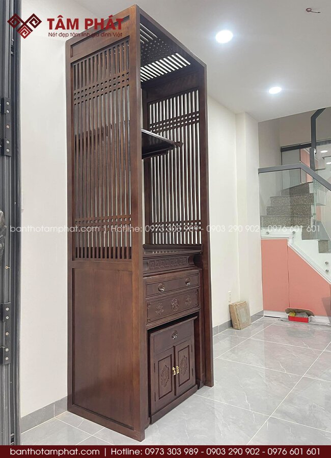 Phòng thờ hiện đại với đường nét tinh gọn, phù hợp nhiều phong cách nhà ở.
