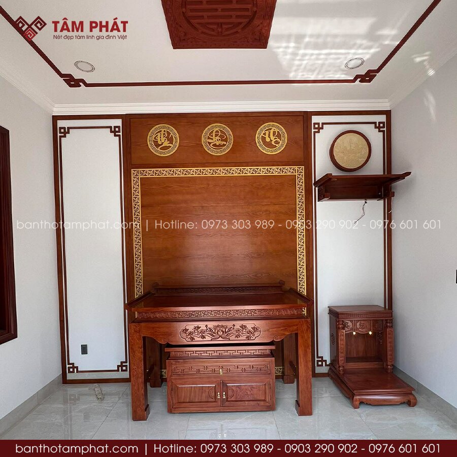 Phòng thờ riêng chất lượng cao, phù hợp nhiều phong cách nội thất hiện đại.
