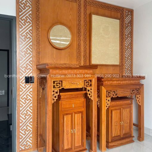 Không gian phòng thờ gỗ Gõ BT-1825 được thi công chỉn chu từ vật liệu đến từng chi tiết hoàn thiện, mang lại giá trị thẩm mỹ cao và độ bền theo thời gian.